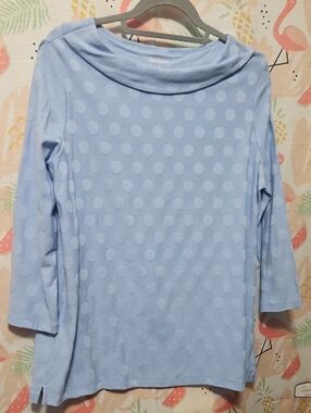 Kim Rogers tunic top long long sleeves, Blue polkadotted size medium🦋🦋